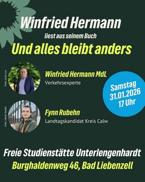 Sharepic für die Lesung von Winne Herrmann am 31.01.2026 in Bad Liebenzell