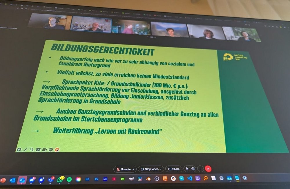 Der Bildschirm abfotografiert vom Online Meeting