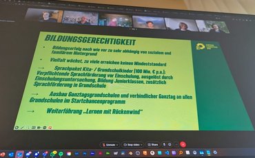 Der Bildschirm abfotografiert vom Online Meeting