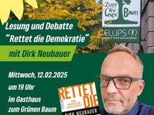 Sharepic für die Lesung "Rettet die Demokratie"