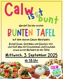 Sharepic für die erste Bunte Tafel mit dem Bündnis Calw bleibt bunt